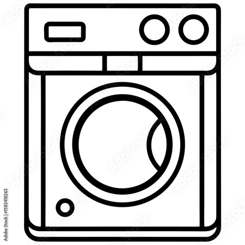 Clean Laundry Machine Line Art