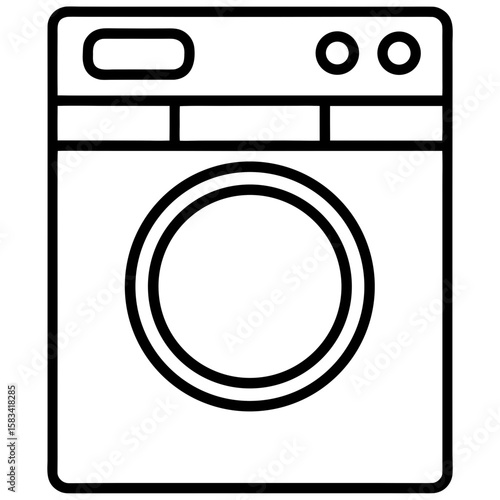 Clean Laundry Machine Line Art