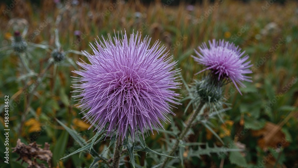 Cluster of soft violet thistle blossoms Cluster of soft violet thistle blossoms