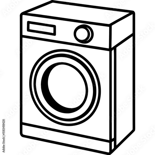 Clean Laundry Machine Line Art
