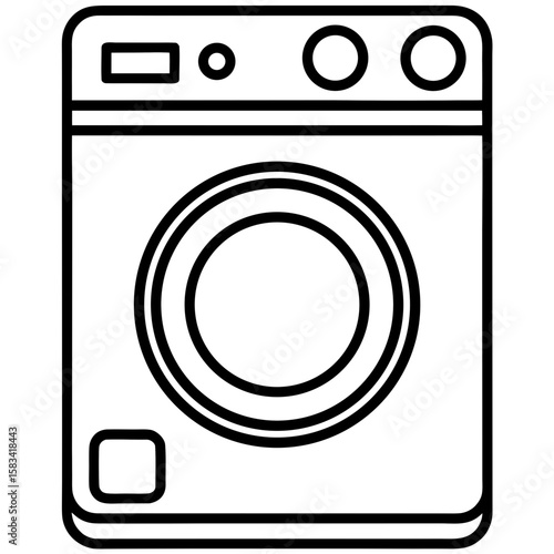 Clean Laundry Machine Line Art