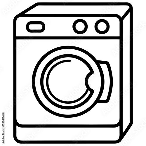 Clean Laundry Machine Line Art