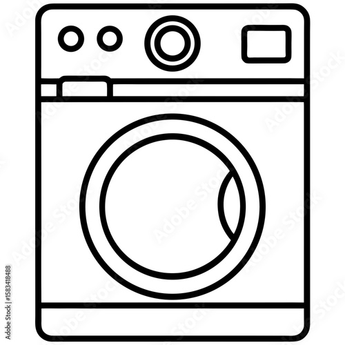 Clean Laundry Machine Line Art