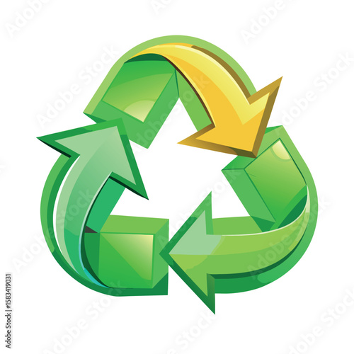 recycling arrow green on white on background