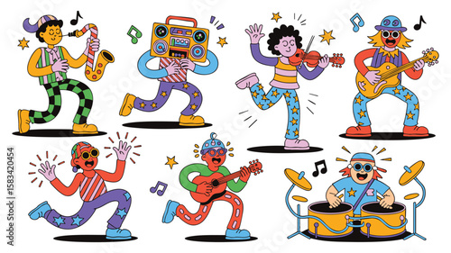 Vibrant Musicians: Colorful Illustrations of Joyful Music Makers