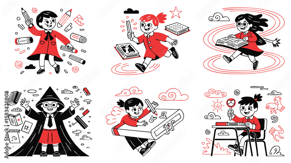 Naklejka premium Vibrant Illustrations of Musical Performances