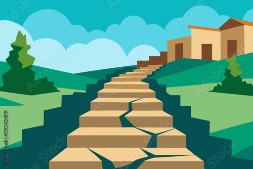 Architectural concept of a majestic stairway to heaven, symbolizing the path to success and upward journey