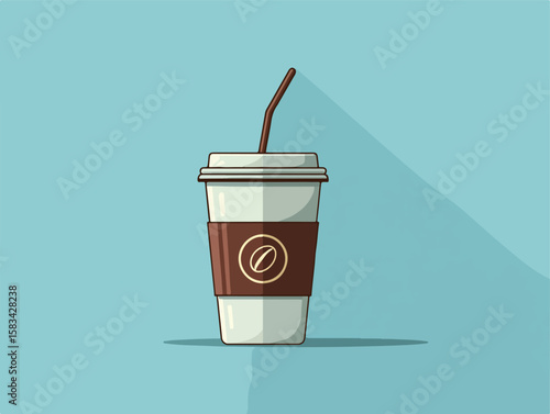 Flying Coffee Cup Flat Vector Illustration