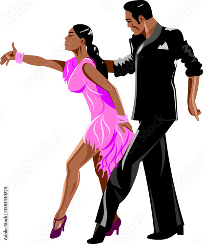 Foto latino american couple dancing cha cha cha