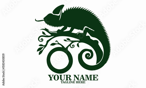 Illustration vector a chameleon flicking its tongue, chameleon flicking its tongue icon design, chameleon flicking its tongue logo art