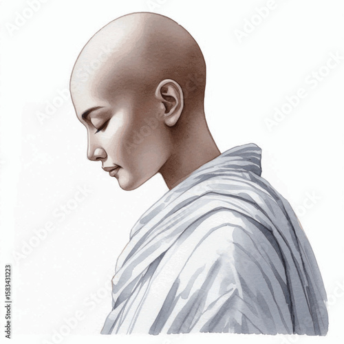 Mist Over Wat: Mae Chi isolated watercolor vector illustration svg