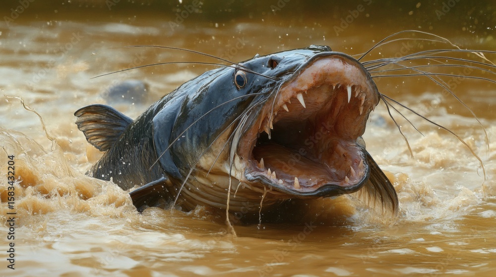 Fototapeta premium Large freshwater fish with an open mouth.