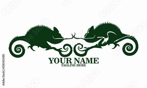Illustration vector a chameleon flicking its tongue, chameleon flicking its tongue icon design, chameleon flicking its tongue logo art