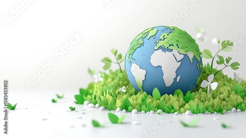 Fototapeta Naklejka Na Ścianę i Meble -  Earth nestled in a green, grassy mound