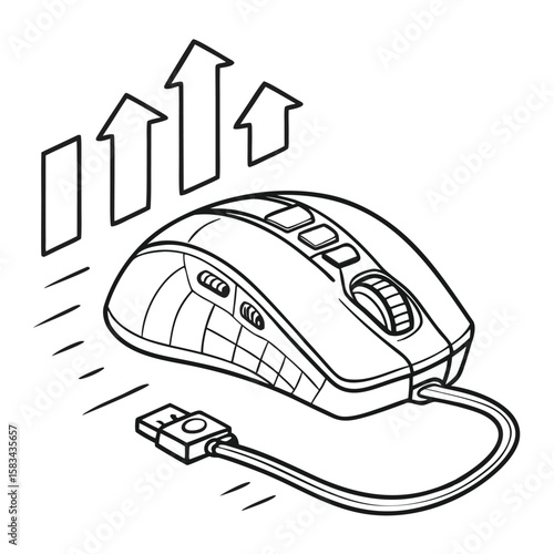 Haptic feedback mouse, an innovative input device, isolated on a white background.