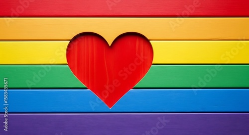 A vibrant rainbow heart design on a wooden background, perfect for symbolizing love and romance on Valentine's Day Free Download A vibrant rainbow heart design on a wooden background, perfect for symbolizing love and romance on Valentine's Day - GFXLoad