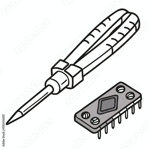 IC extractor tool, for chip removal, isolated on a white background.