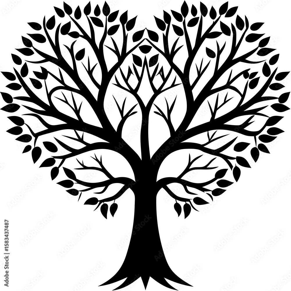 Obraz premium Tree shaped like heart silhouette 