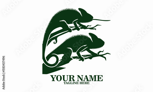 Illustration vector a chameleon flicking its tongue, chameleon flicking its tongue icon design, chameleon flicking its tongue logo art