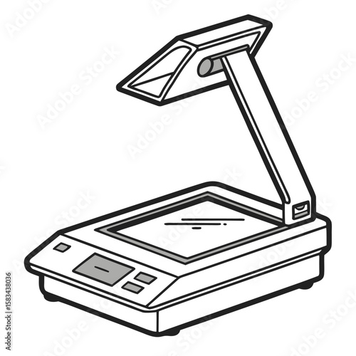 Portable document camera, also functions as a scanner, on a clean white background.