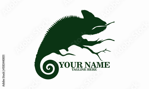 Illustration vector a chameleon flicking its tongue, chameleon flicking its tongue icon design, chameleon flicking its tongue logo art