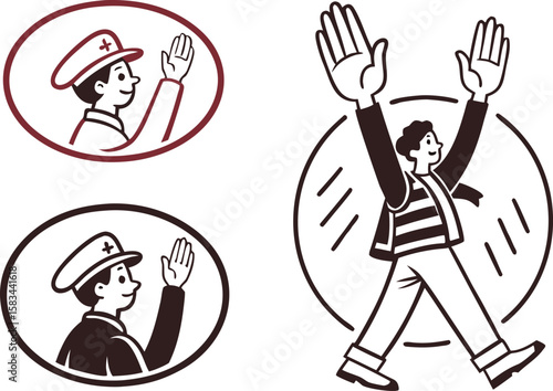 Wallpaper Mural Waving hand icons. Hand gesture as a symbol of hi, hello, or bye. Transparent PNG and vector illustration.hand, hi, waving, friendly, greeting, signs, welcome, illustration, bye, icon, symbol, vector, Torontodigital.ca