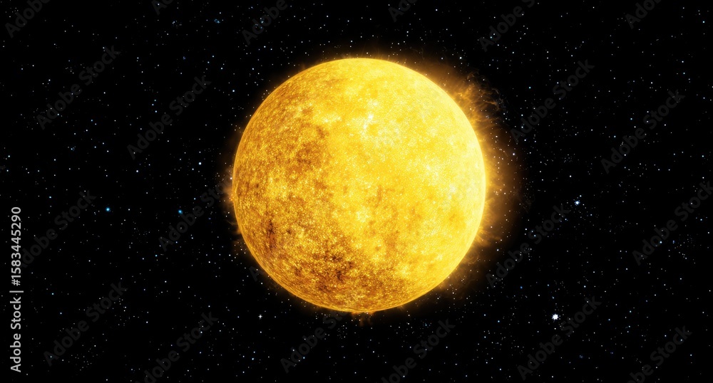 Obraz premium Sun, blazing hot, in star-strewn night