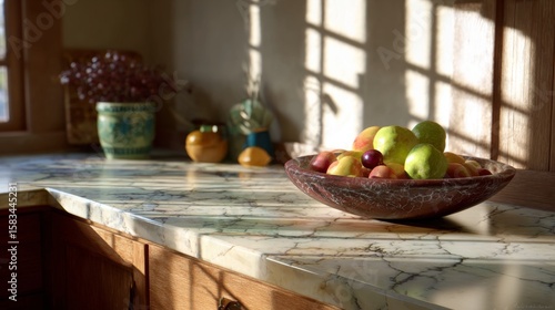 Wallpaper Mural Bright Morning Light in Kitchen Highlighting Fresh Fruit Bowl on Countertop Surrounded by Natural Elements Torontodigital.ca