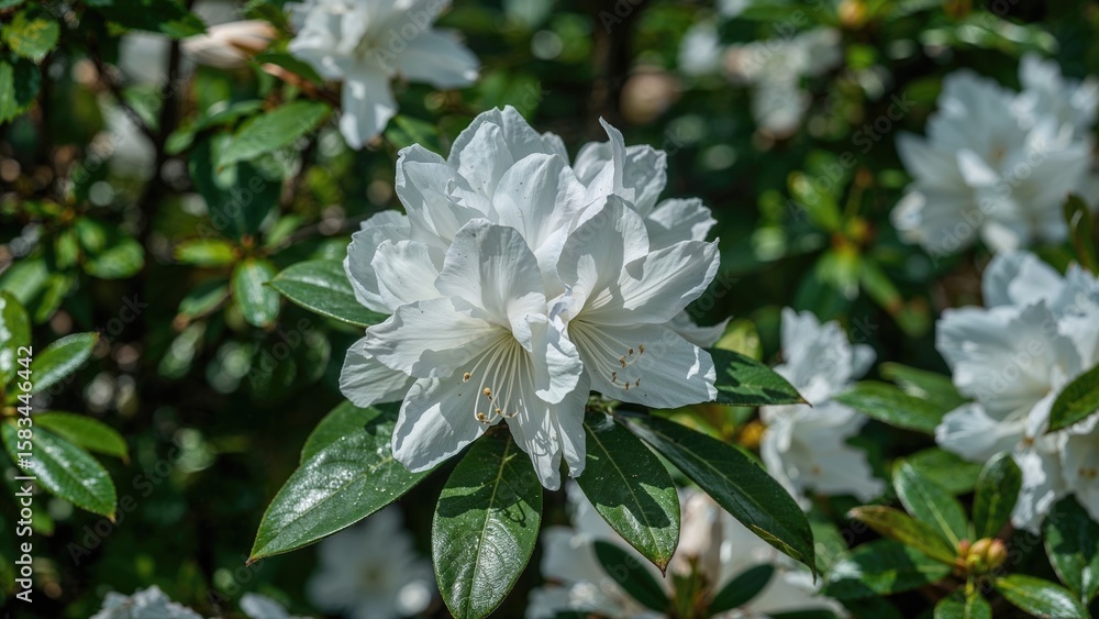 Obraz premium Azaleas, flowering plants in the Rhododendron genus, consist mainly of evergreen Tsutsuji and deciduous Pentanthera sections.