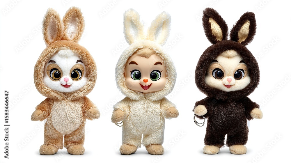 Fototapeta premium Plush Bunny Costume Dolls for Kids’ Decor & Toy Collection Projects