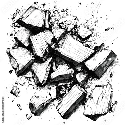 Rustic vector illustration, hand-drawn wood shaving sketch, engraved sawdust texture, retro workshop texture, antique debris surface, carpentry pattern, woodworking art, cutout.