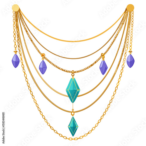 Elegant layered gold chain necklace adorned with sparkling small crystals
