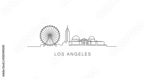 Wallpaper Mural Los Angeles Skyline Line Art with Cityscape. Torontodigital.ca