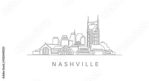 Nashville Skyline with Tennessee Minimalist Cityscape.