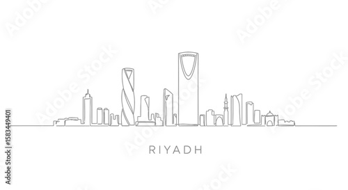 Riyadh Skyline Saudi Arabia One line drawing.