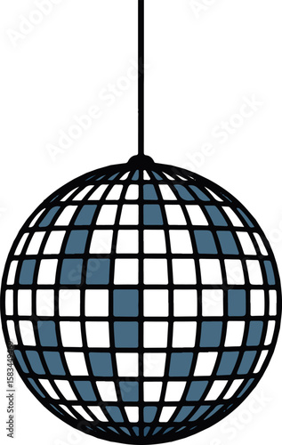  Stylish blue and white checkered disco ball, perfect for party invitations, retro designs, and vibrant music event graphics, symbolizing celebration and fun.