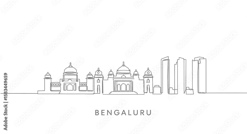 Obraz premium Bengaluru Skyline Minimalist Illustration.