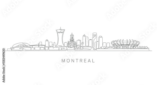 Montreal Skyline with Canada, Outline, Cityscape, and Vector.
