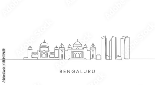 Bengaluru Skyline Minimalist Illustration.