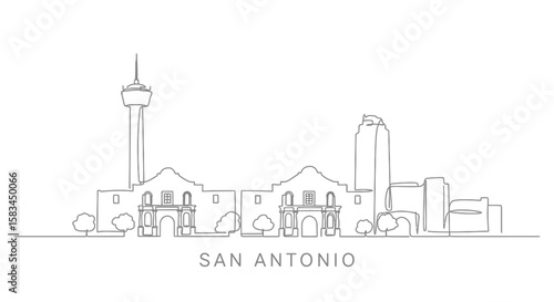 San Antonio Skyline with Texas, and Minimalist Outline.