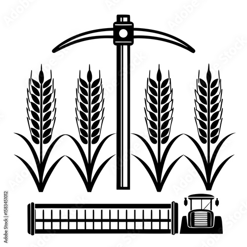 Black farming bundle with wheat pickaxe and combine