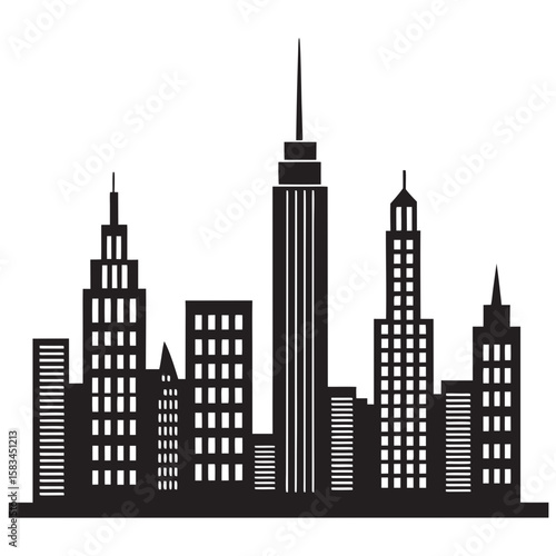 Diverse urban skyline silhouette cityscape buildings