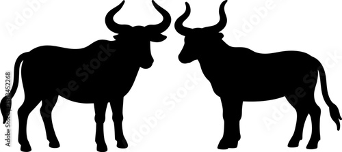 Bull animal vector art, bull head art, different head vector art design, Vector of animals art, black head isolated
