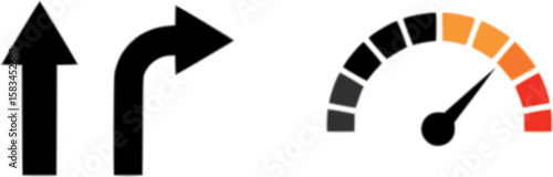 Acceleration arrow icon, turn sign, speed - stock vector
