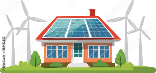 Sustainable Smart Home with Solar Panels and Wind Turbines