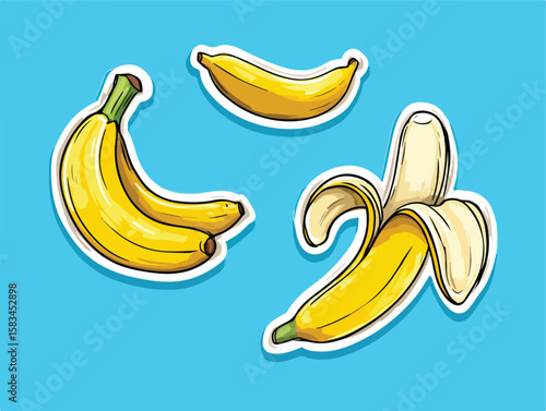 Cartoon-style flat vector illustration of fresh yellow banana fruit, perfect for healthy food graphics, educational materials, and digital design projects.