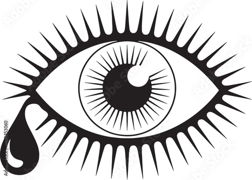 Black eye with tear and spiky lashes drop