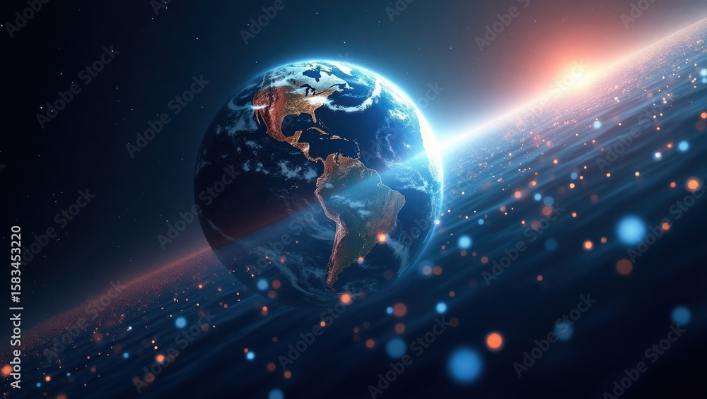 Obraz premium Earth seen from space, detailed view of the planet.