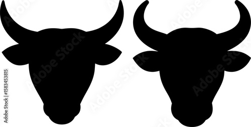 Bull head vector art, bull head art, different head vector art design, Vector of animal head art, black head isolated