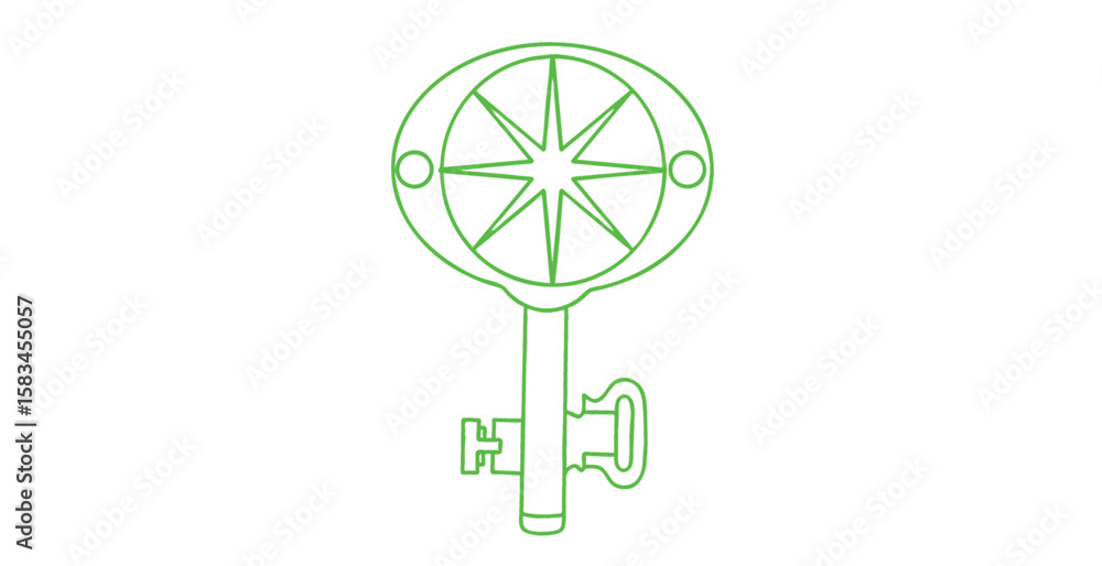 Obraz premium Green key line art